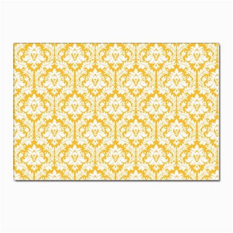 White On Sunny Yellow Damask Postcards 5  x 7  (10 Pack) from ArtsNow.com Front