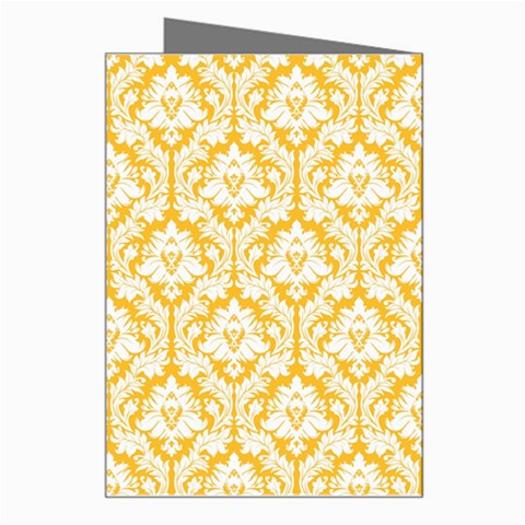 White On Sunny Yellow Damask Greeting Card from ArtsNow.com Right