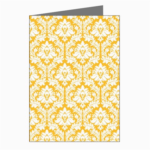 White On Sunny Yellow Damask Greeting Card (8 Pack) from ArtsNow.com Left