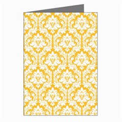 White On Sunny Yellow Damask Greeting Card (8 Pack) from ArtsNow.com Left