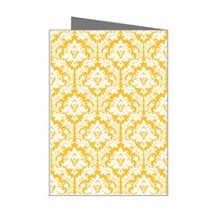 White On Sunny Yellow Damask Mini Greeting Card from ArtsNow.com Right