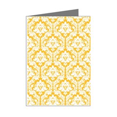 White On Sunny Yellow Damask Mini Greeting Card (8 Pack) from ArtsNow.com Right