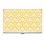 White On Sunny Yellow Damask Business Card Holder