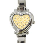 White On Sunny Yellow Damask Heart Italian Charm Watch 