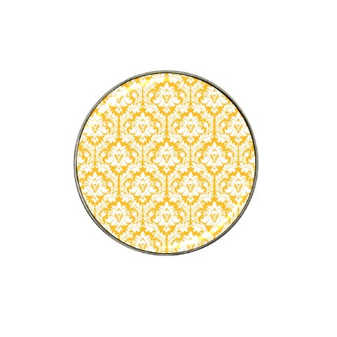 White On Sunny Yellow Damask Golf Ball Marker (for Hat Clip) from ArtsNow.com Front