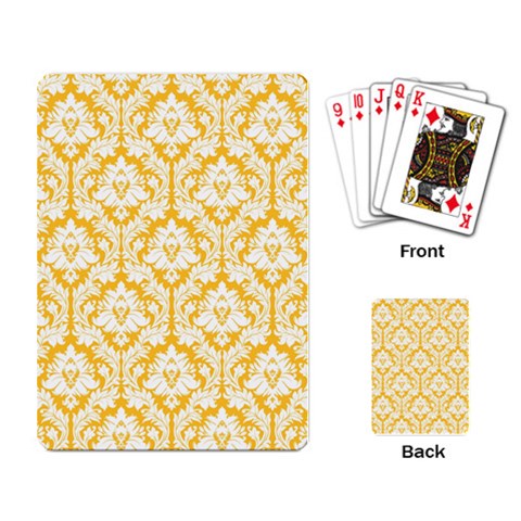 White On Sunny Yellow Damask Playing Cards Single Design from ArtsNow.com Back