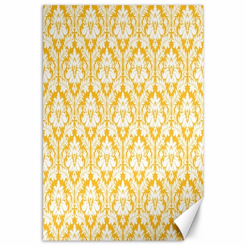 White On Sunny Yellow Damask Canvas 12  x 18  (Unframed) from ArtsNow.com 11.88 x17.36  Canvas - 1