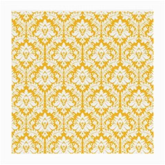 White On Sunny Yellow Damask Glasses Cloth (Medium, Two Sided) from ArtsNow.com Front