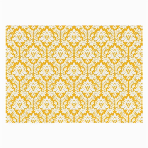 White On Sunny Yellow Damask Glasses Cloth (Large, Two Sided) from ArtsNow.com Front