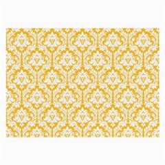 White On Sunny Yellow Damask Glasses Cloth (Large, Two Sided) from ArtsNow.com Front