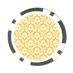 White On Sunny Yellow Damask Poker Chip from ArtsNow.com Front