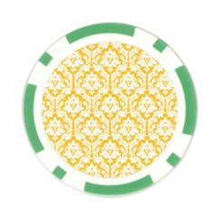 White On Sunny Yellow Damask Poker Chip from ArtsNow.com Front