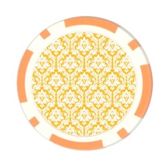 White On Sunny Yellow Damask Poker Chip from ArtsNow.com Front