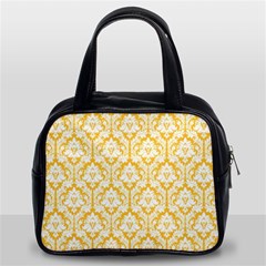 Sunny Yellow Damask Pattern Classic Handbag (Two Sides) from ArtsNow.com Front