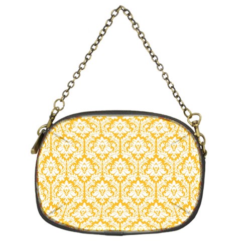 Sunny Yellow Damask Pattern Chain Purse (Two Sides) from ArtsNow.com Front