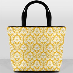 Sunny Yellow Damask Pattern Bucket Bag from ArtsNow.com Front