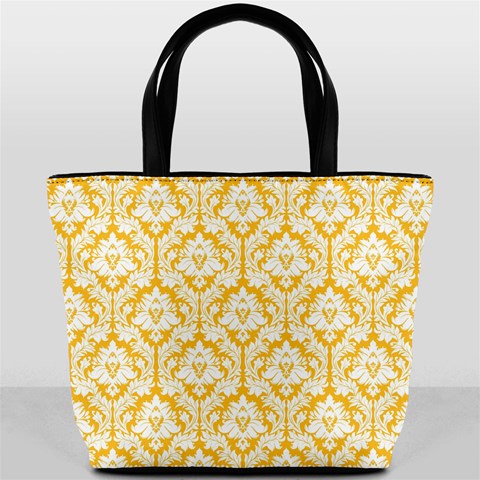 Sunny Yellow Damask Pattern Bucket Bag from ArtsNow.com Back