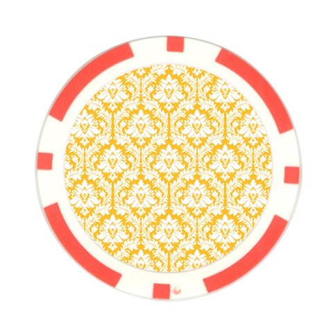 White On Sunny Yellow Damask Poker Chip (10 Pack) from ArtsNow.com Front