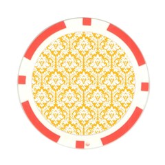 White On Sunny Yellow Damask Poker Chip (10 Pack) from ArtsNow.com Front