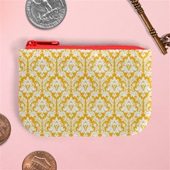 Sunny Yellow Damask Pattern Mini Coin Purse from ArtsNow.com Front