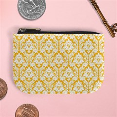 Sunny Yellow Damask Pattern Mini Coin Purse from ArtsNow.com Front