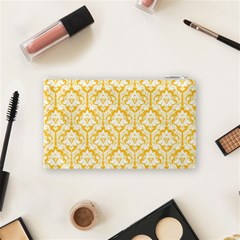 Sunny Yellow Damask Pattern Cosmetic Bag (Small) from ArtsNow.com Back