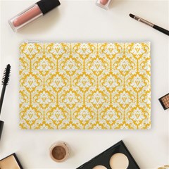 Sunny Yellow Damask Pattern Cosmetic Bag (Large) from ArtsNow.com Front