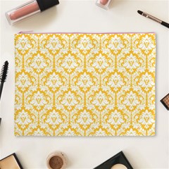 Sunny Yellow Damask Pattern Cosmetic Bag (XL) from ArtsNow.com Front