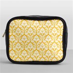 White On Sunny Yellow Damask Mini Travel Toiletry Bag (One Side)