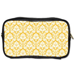 Sunny Yellow Damask Pattern Toiletries Bag (Two Sides) from ArtsNow.com Front