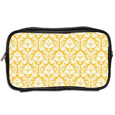 Sunny Yellow Damask Pattern Toiletries Bag (Two Sides) from ArtsNow.com Back