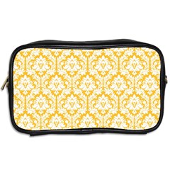 Sunny Yellow Damask Pattern Toiletries Bag (Two Sides) from ArtsNow.com Back