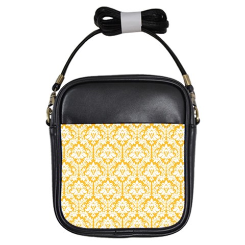 Sunny Yellow Damask Pattern Girls Sling Bag from ArtsNow.com Front