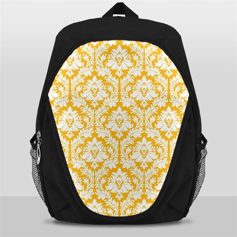 Sunny Yellow Damask Pattern Backpack Bag from ArtsNow.com Front