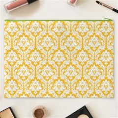 Sunny Yellow Damask Pattern Cosmetic Bag (XXXL) from ArtsNow.com Back