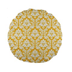 Sunny Yellow Damask Pattern Standard 15  Premium Round Cushion  from ArtsNow.com Front