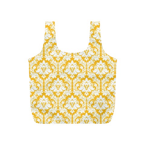 Sunny Yellow Damask Pattern Full Print Recycle Bag (S) from ArtsNow.com Front