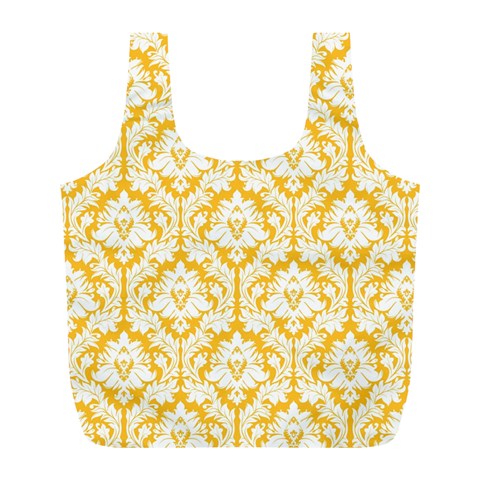 Sunny Yellow Damask Pattern Full Print Recycle Bag (L) from ArtsNow.com Front