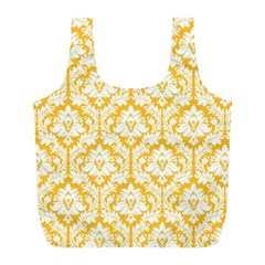 Sunny Yellow Damask Pattern Full Print Recycle Bag (L) from ArtsNow.com Front