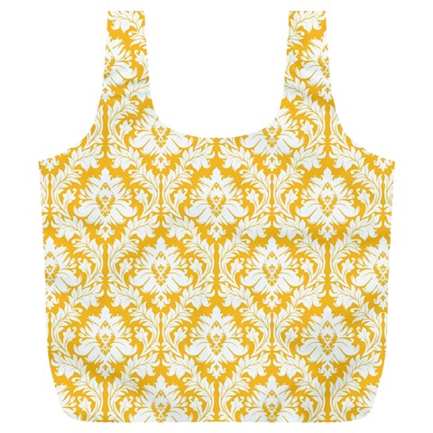 Sunny Yellow Damask Pattern Full Print Recycle Bag (XL) from ArtsNow.com Front