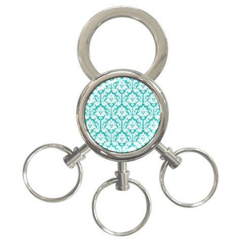 White On Turquoise Damask 3 Front