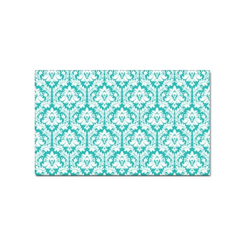 White On Turquoise Damask Sticker 100 Pack (Rectangle) from ArtsNow.com Front