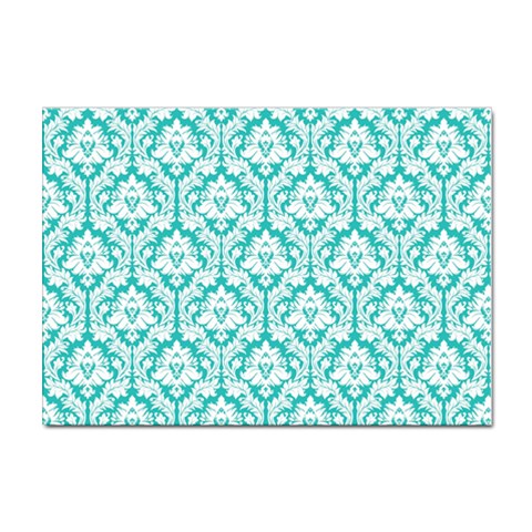 White On Turquoise Damask A4 Sticker 10 Pack from ArtsNow.com Front