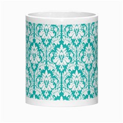 White On Turquoise Damask Morph Mug from ArtsNow.com Center