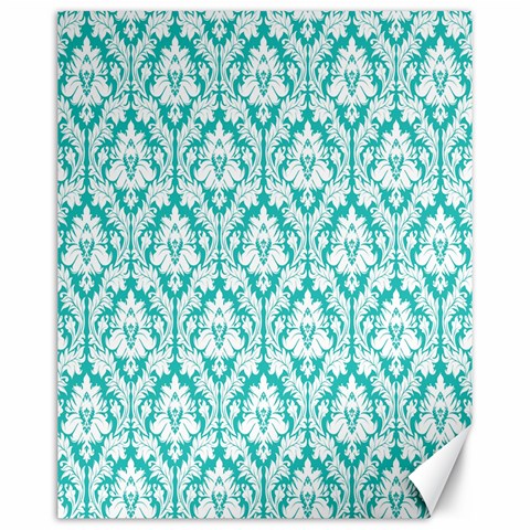 White On Turquoise Damask Canvas 16  x 20  (Unframed) from ArtsNow.com 15.75 x19.29  Canvas - 1