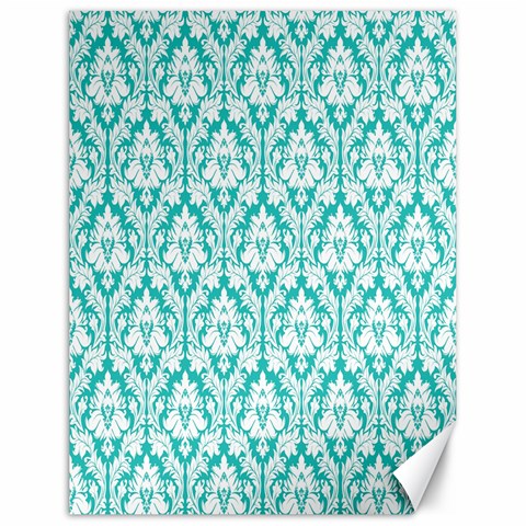 White On Turquoise Damask Canvas 18  x 24  (Unframed) from ArtsNow.com 17.8 x23.08  Canvas - 1