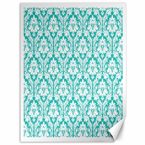 White On Turquoise Damask Canvas 36  x 48  (Unframed) from ArtsNow.com 35.26 x46.15  Canvas - 1