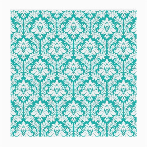 White On Turquoise Damask Glasses Cloth (Medium) from ArtsNow.com Front