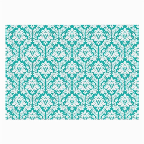 White On Turquoise Damask Glasses Cloth (Large) from ArtsNow.com Front