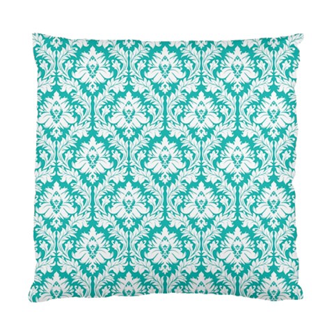 Turquoise Damask Pattern Standard Cushion Case (One Side) from ArtsNow.com Front